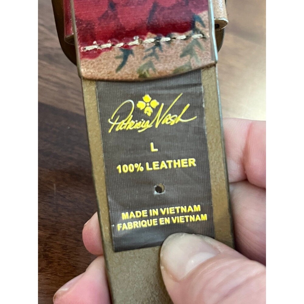 Patricia Nash Vietri Floral Leather Brown Belt Size Large - Picture 5 of 12